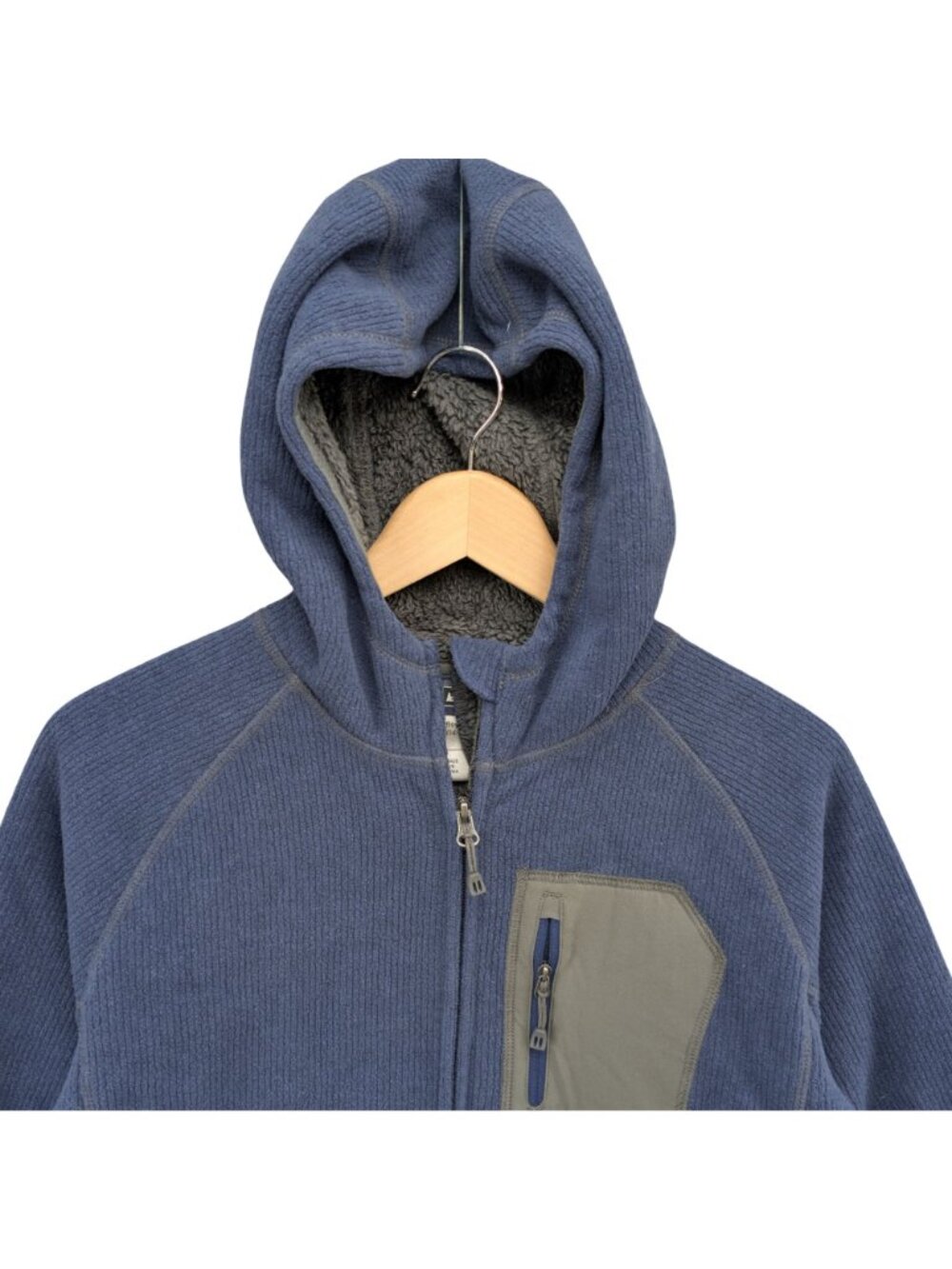 REI Hooded Jacket Boys Blue Fleece Lined Full Zip Pockets Size L 14-16 - Picture 4 of 9